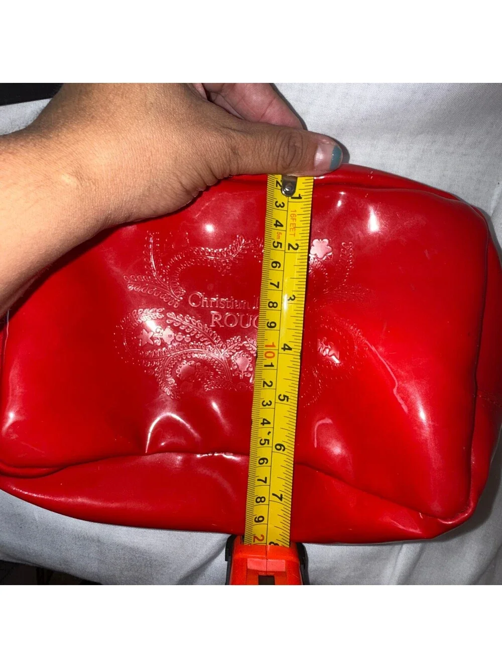 Christian Lacroix Rouge Avon Red Patent Cosmetic Makeup Bag 9x6x3 Vintage